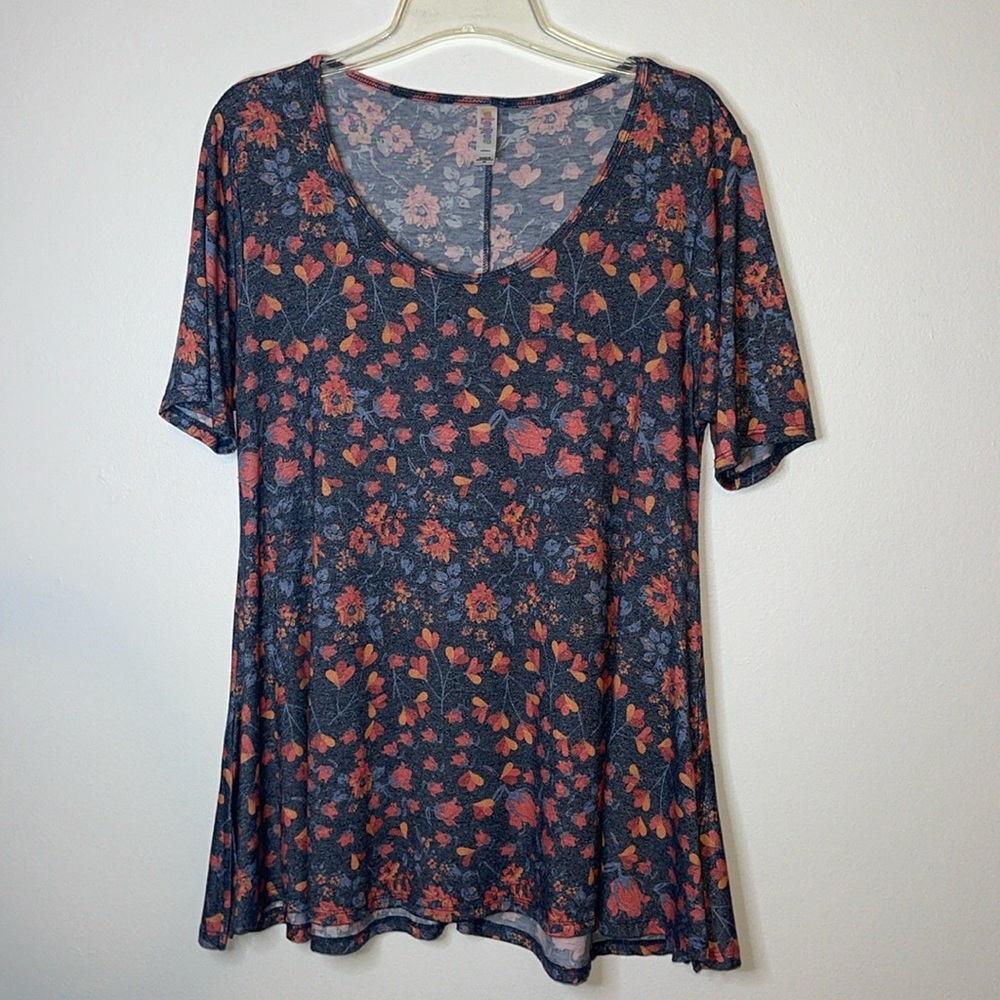 LuLaRoe Swing Top Tunic Floral Print Scoop Neck Size Medium